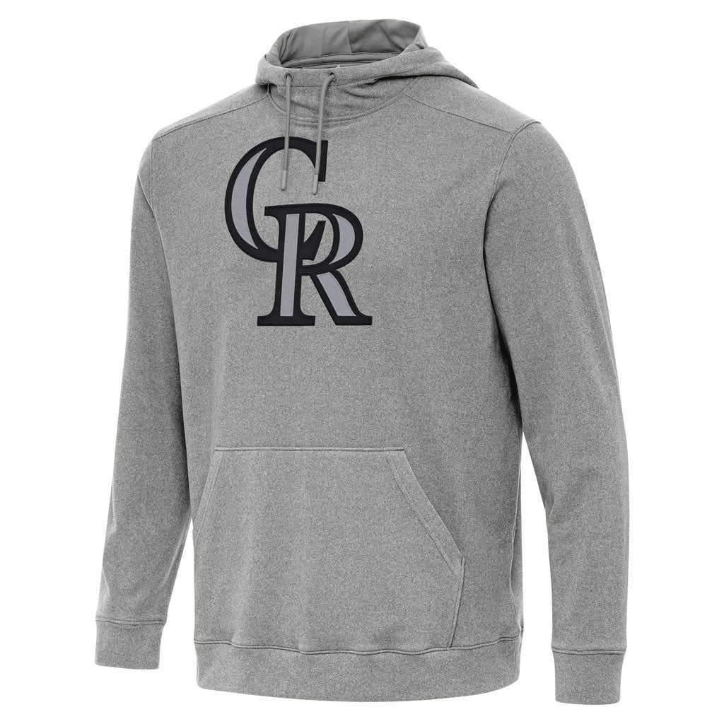 MLB Colorado Rockies Antigua Full Front Cloud Pullover Hoodie - Heather black