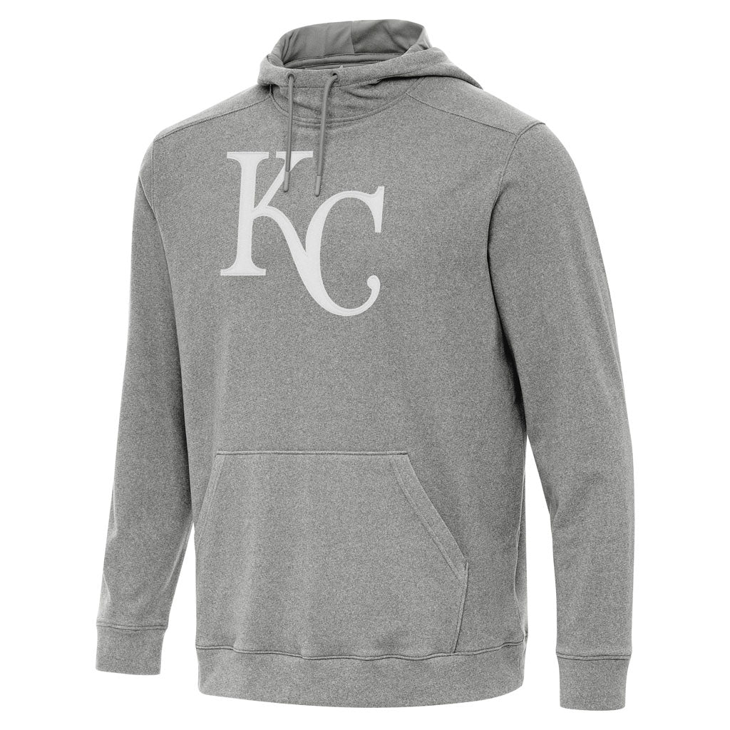 MLB Kansas City Royals Antigua Full Front Cloud Pullover Hoodie - Heather black
