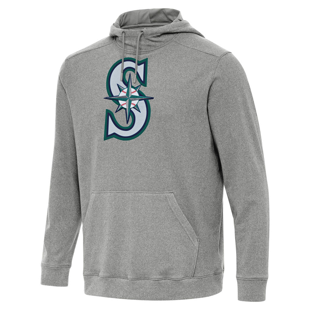 MLB Seattle Mariners Antigua Full Front Cloud Pullover Hoodie - Heather black