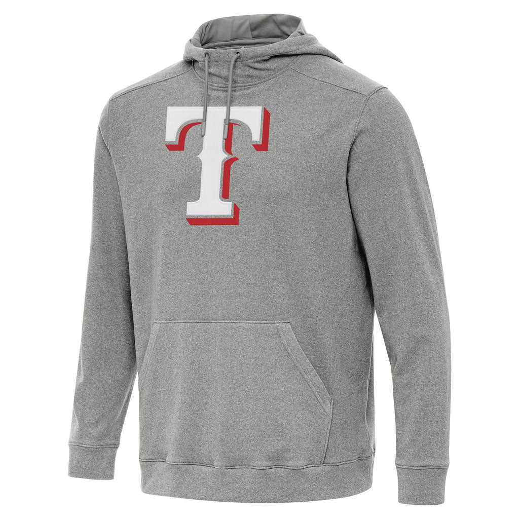 MLB Texas Rangers Antigua Full Front Cloud Pullover Hoodie - Heather black