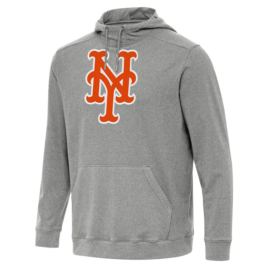 MLB New York Mets Antigua Full Front Cloud Pullover Hoodie - Heather black