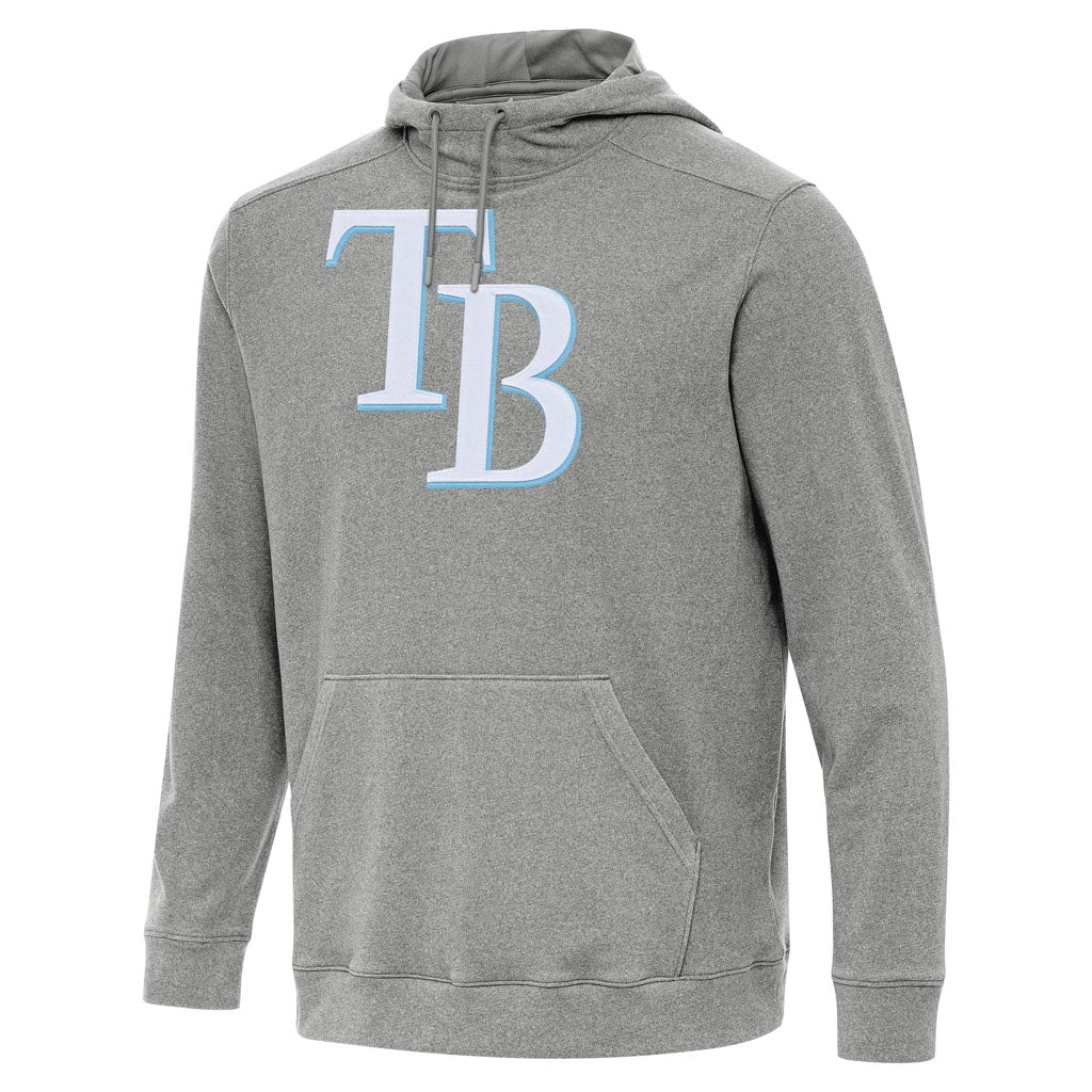 MLB Tampa Bay Rays Antigua Full Front Cloud Pullover Hoodie - Heather black