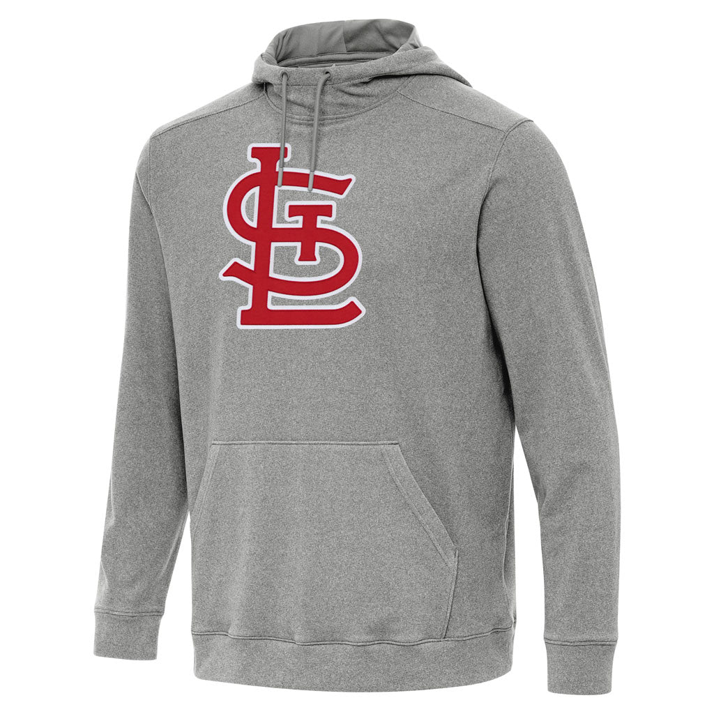 MLB St. Louis Cardinals Antigua Full Front Cloud Pullover Hoodie - Heather black