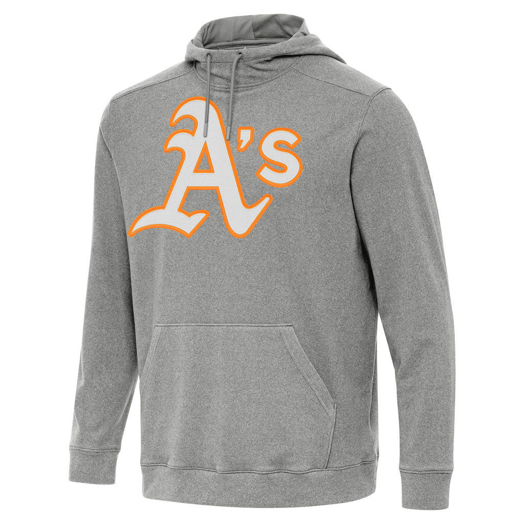MLB Athletics Antigua Full Front Cloud Pullover Hoodie - Heather black