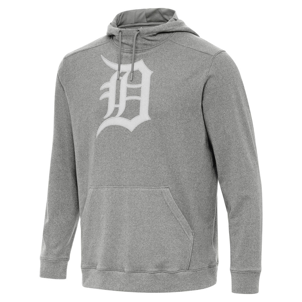 MLB Detroit Tigers Antigua Full Front Cloud Pullover Hoodie - Heather black