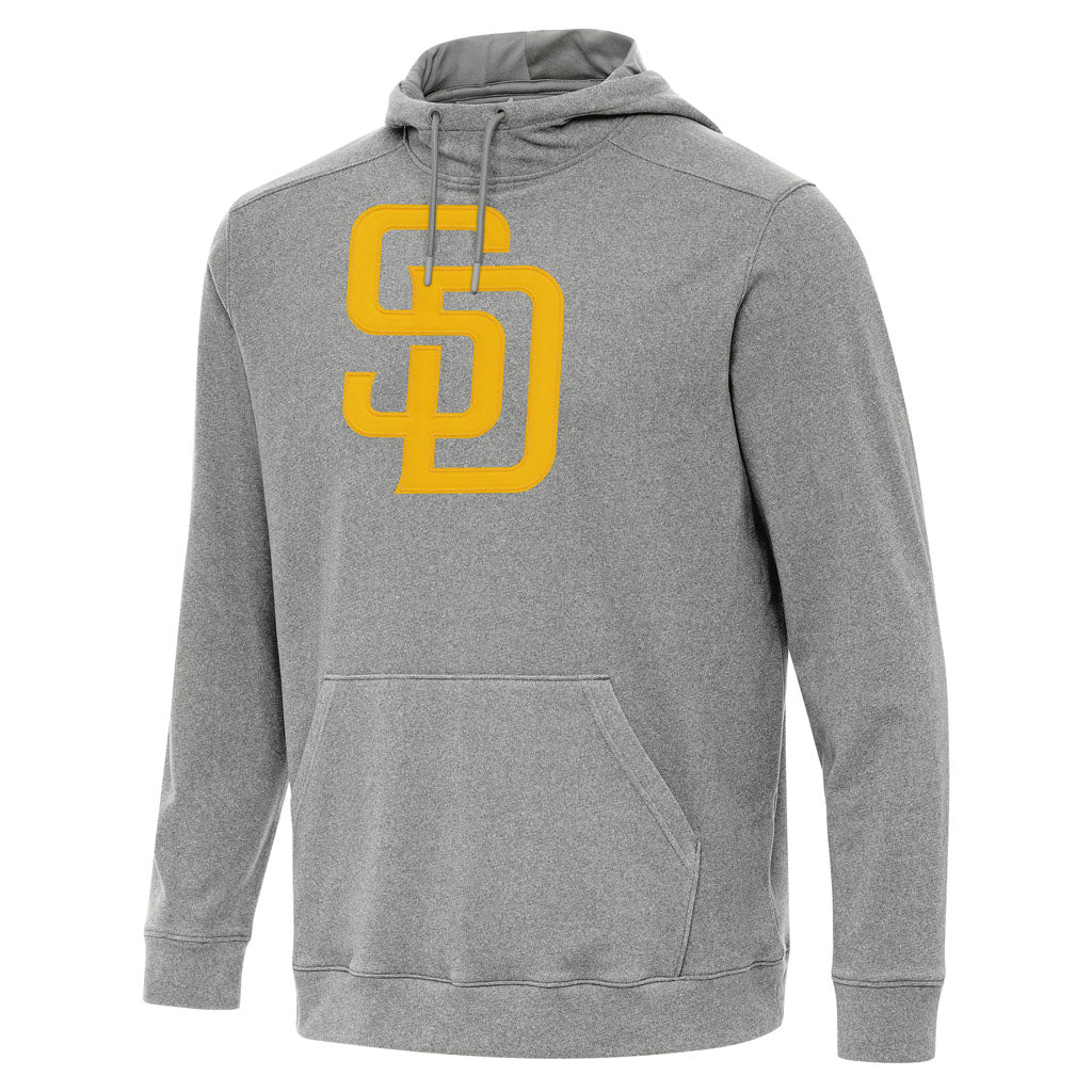 MLB San Diego Padres Antigua Full Front Cloud Pullover Hoodie - Heather black