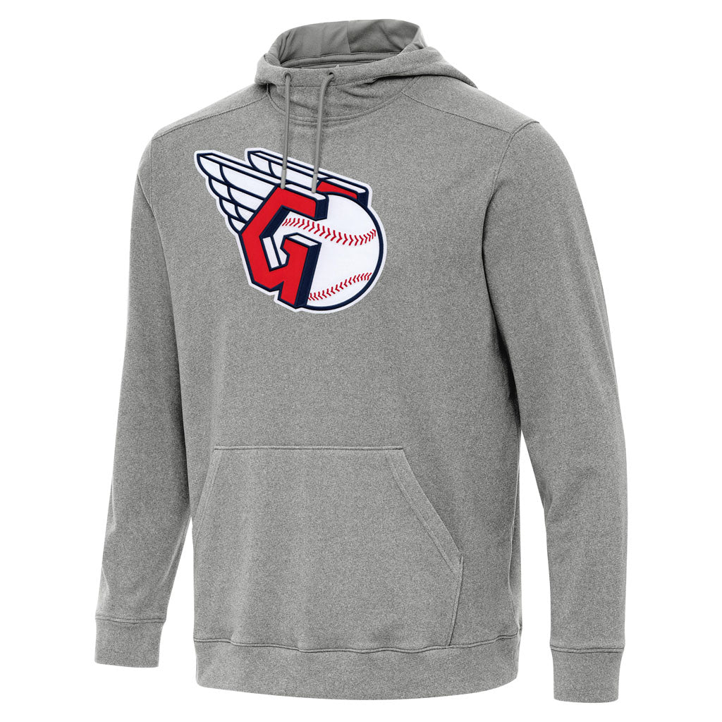 MLB Cleveland Guardians Antigua Full Front Cloud Pullover Hoodie - Heather black