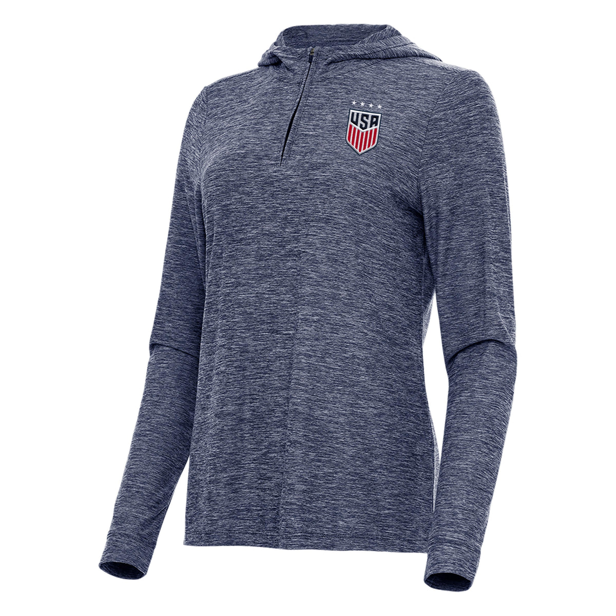 USWNT National Team Antigua Women's Daybreak 1/4 Zip Pullover Hoodie - Navy