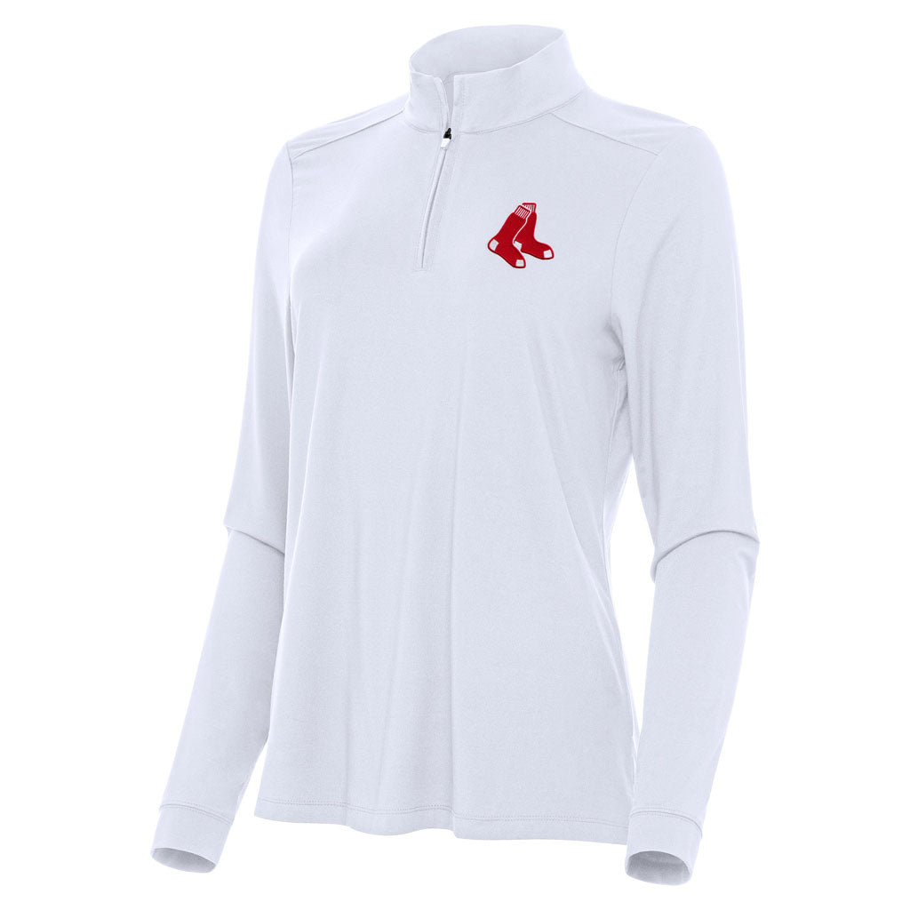 MLB Boston Red Sox Women's Antigua Intent 1/4 Zip Pullover Jacket - White