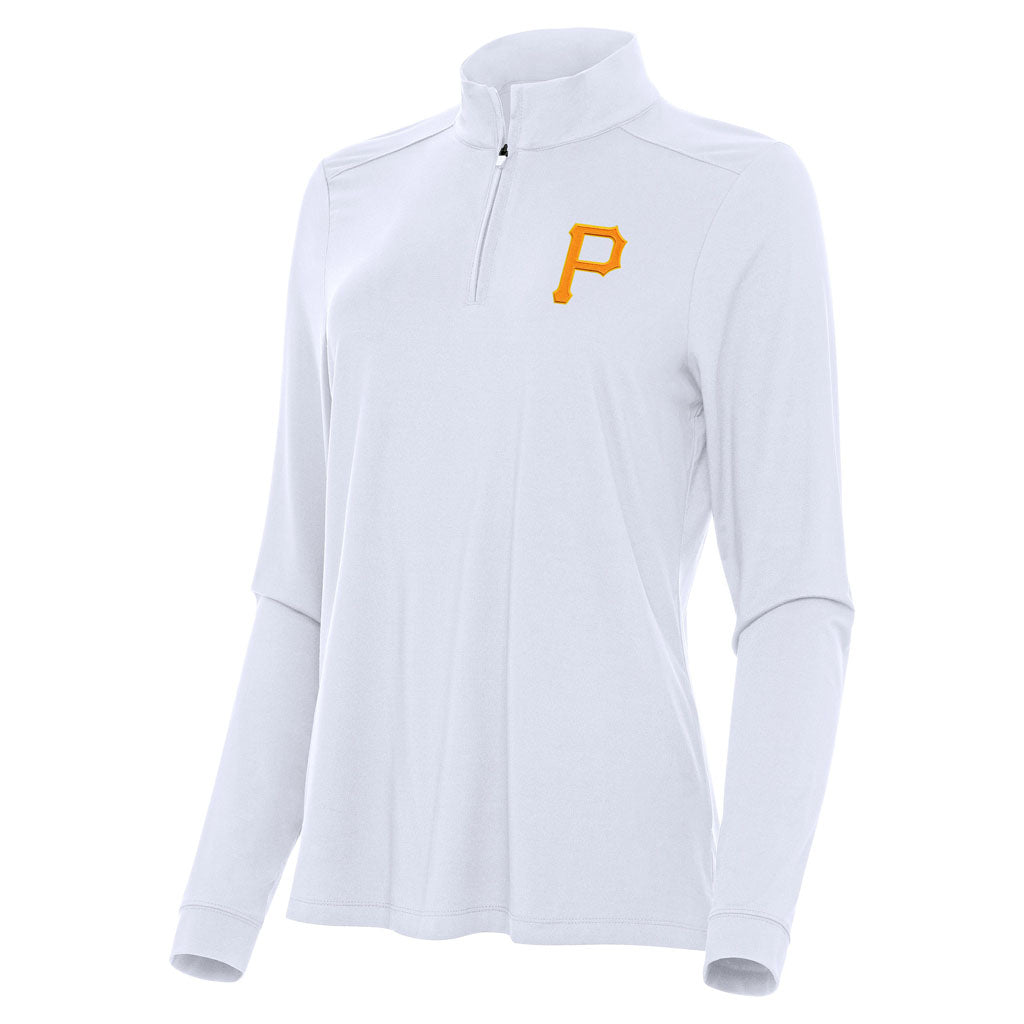 MLB Pittsburgh Pirates Women's Antigua Intent 1/4 Zip Pullover Jacket - White