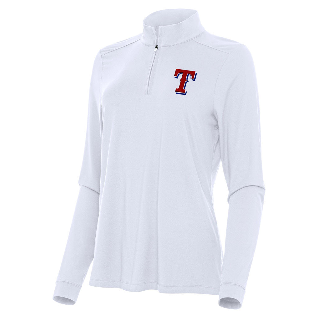 MLB Texas Rangers Women's Antigua Intent 1/4 Zip Pullover Jacket - White