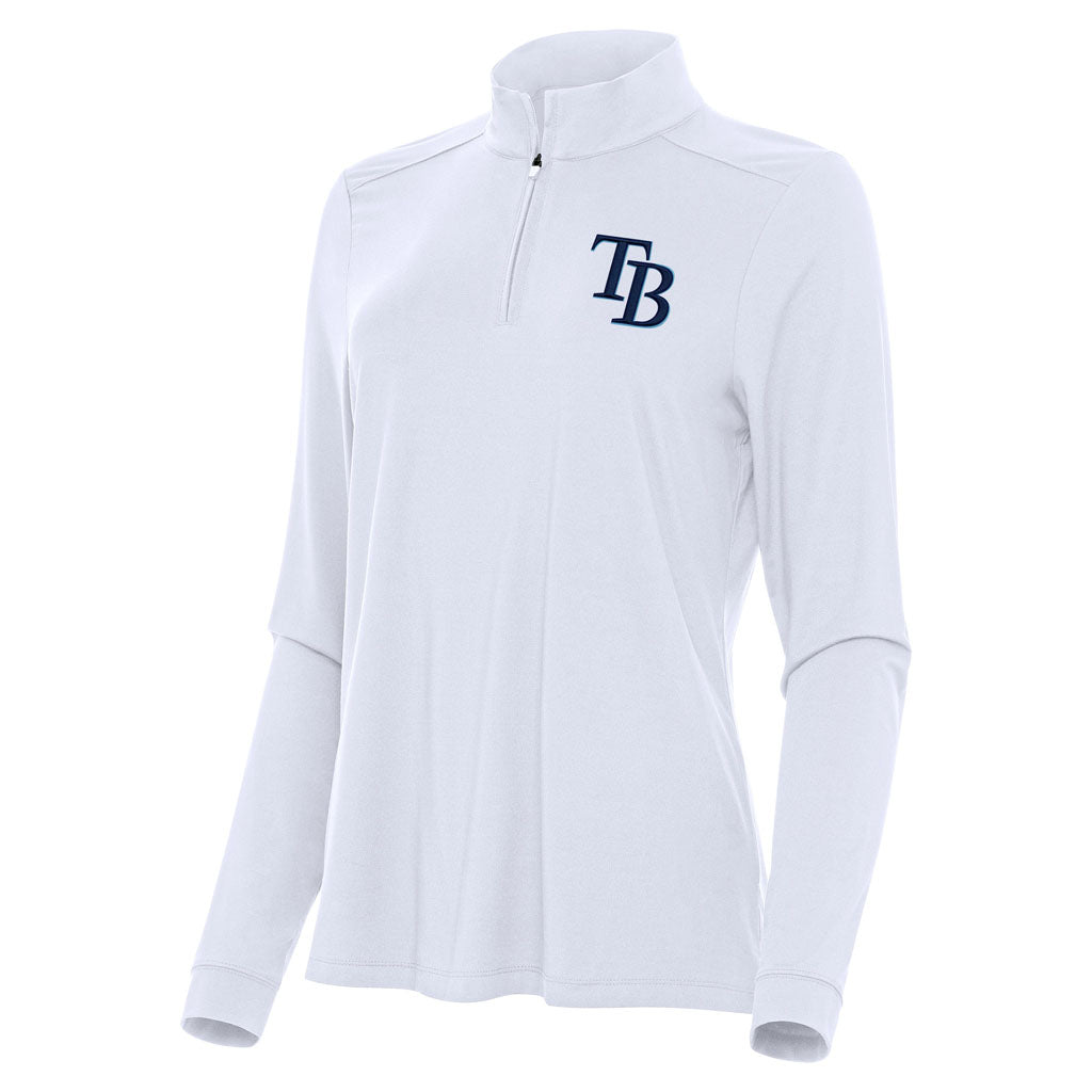 MLB Tampa Bay Rays Women's Antigua Intent 1/4 Zip Pullover Jacket - White