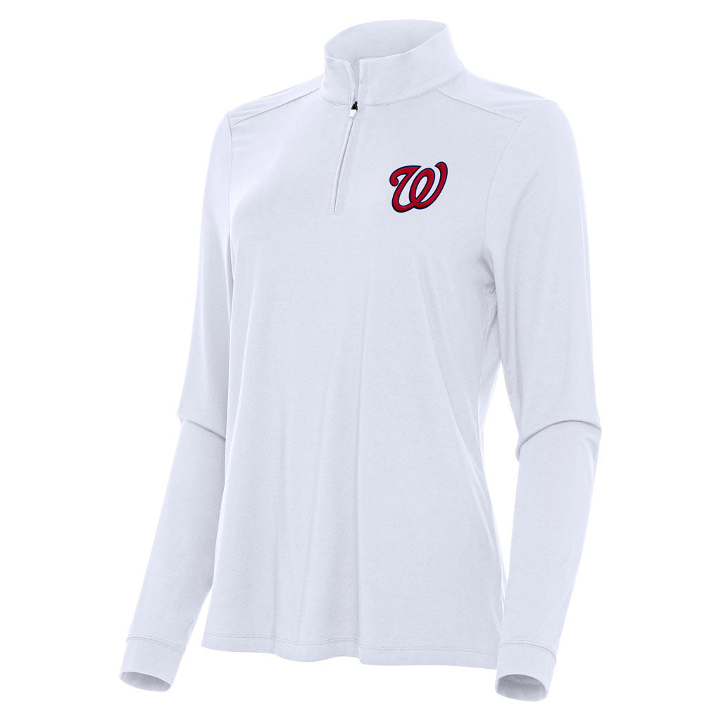 MLB Washington Nationals Women's Antigua Intent 1/4 Zip Pullover Jacket - White