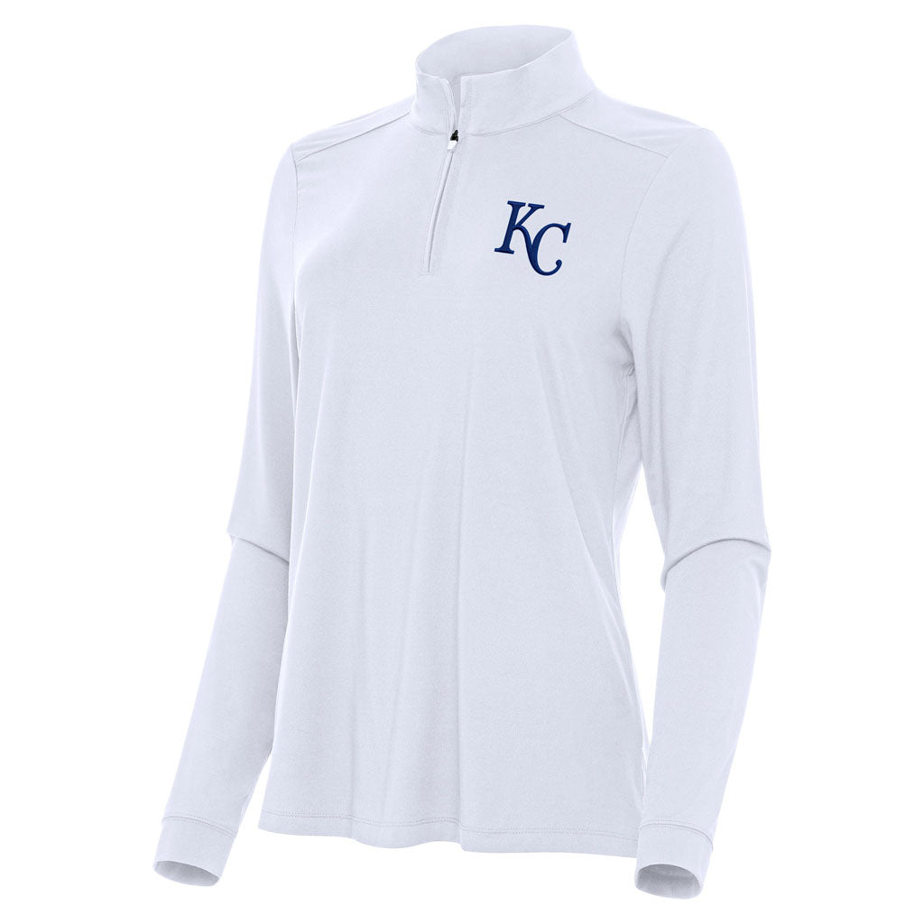 MLB Kansas City Royals Women's Antigua Intent 1/4 Zip Pullover Jacket - White