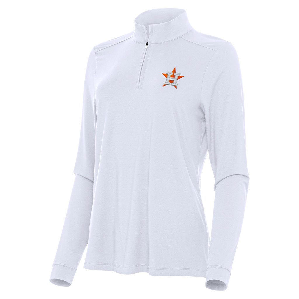 MLB Houston Astros Women's Antigua Intent 1/4 Zip Pullover Jacket - White