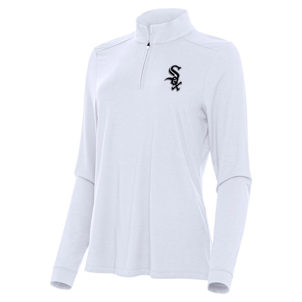 MLB Chicago White Sox Women's Antigua Intent 1/4 Zip Pullover Jacket - White