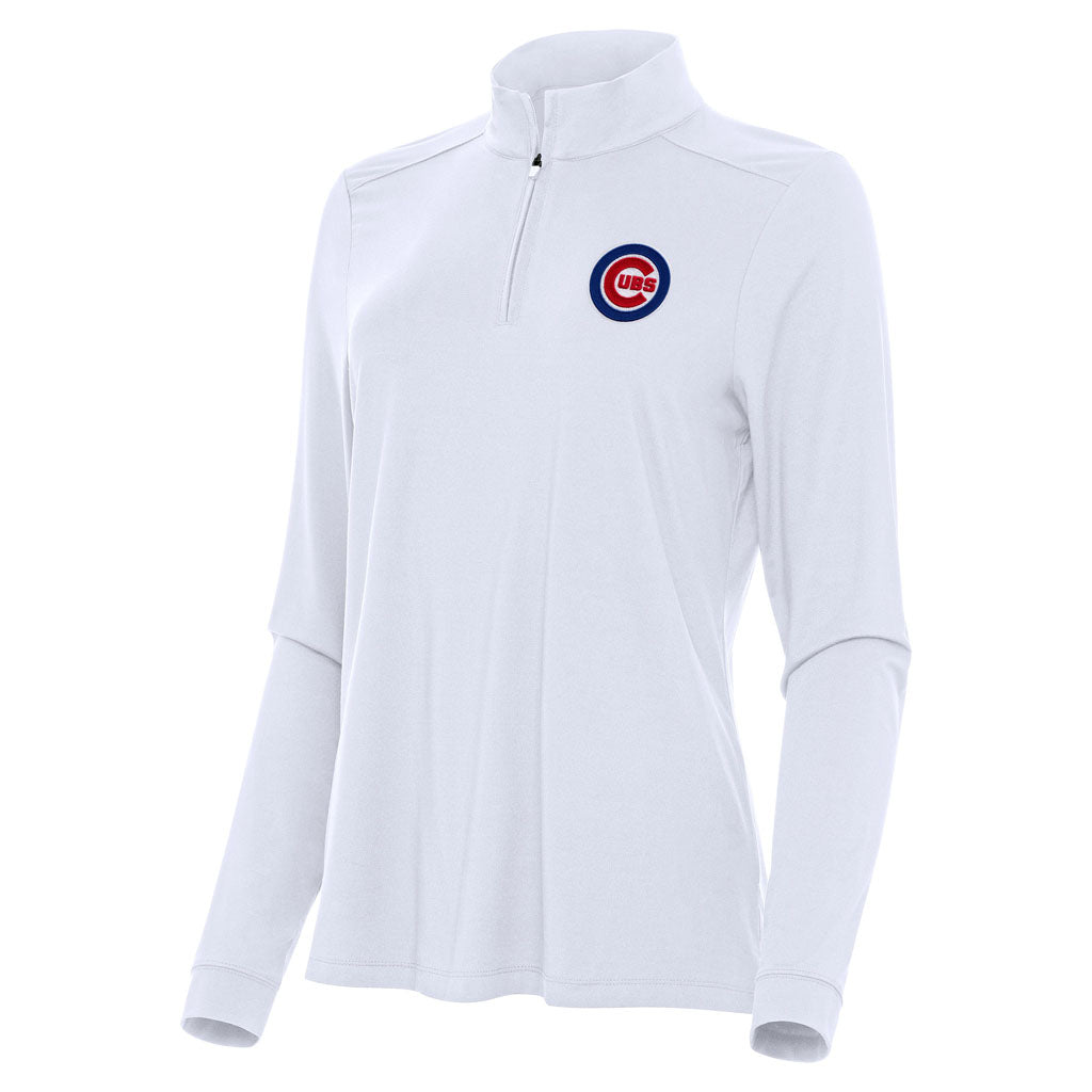 MLB Chicago Cubs Women's Antigua Intent 1/4 Zip Pullover Jacket - White