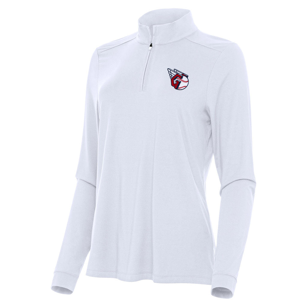 MLB Cleveland Guardians Women's Antigua Intent 1/4 Zip Pullover Jacket - White