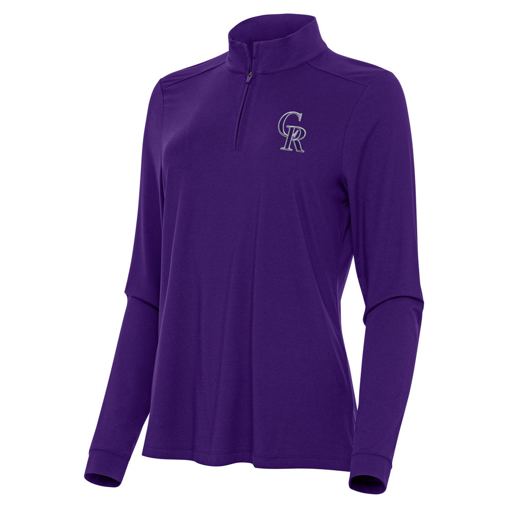 MLB Colorado Rockies Women's Antigua Intent 1/4 Zip Pullover Jacket - Purple
