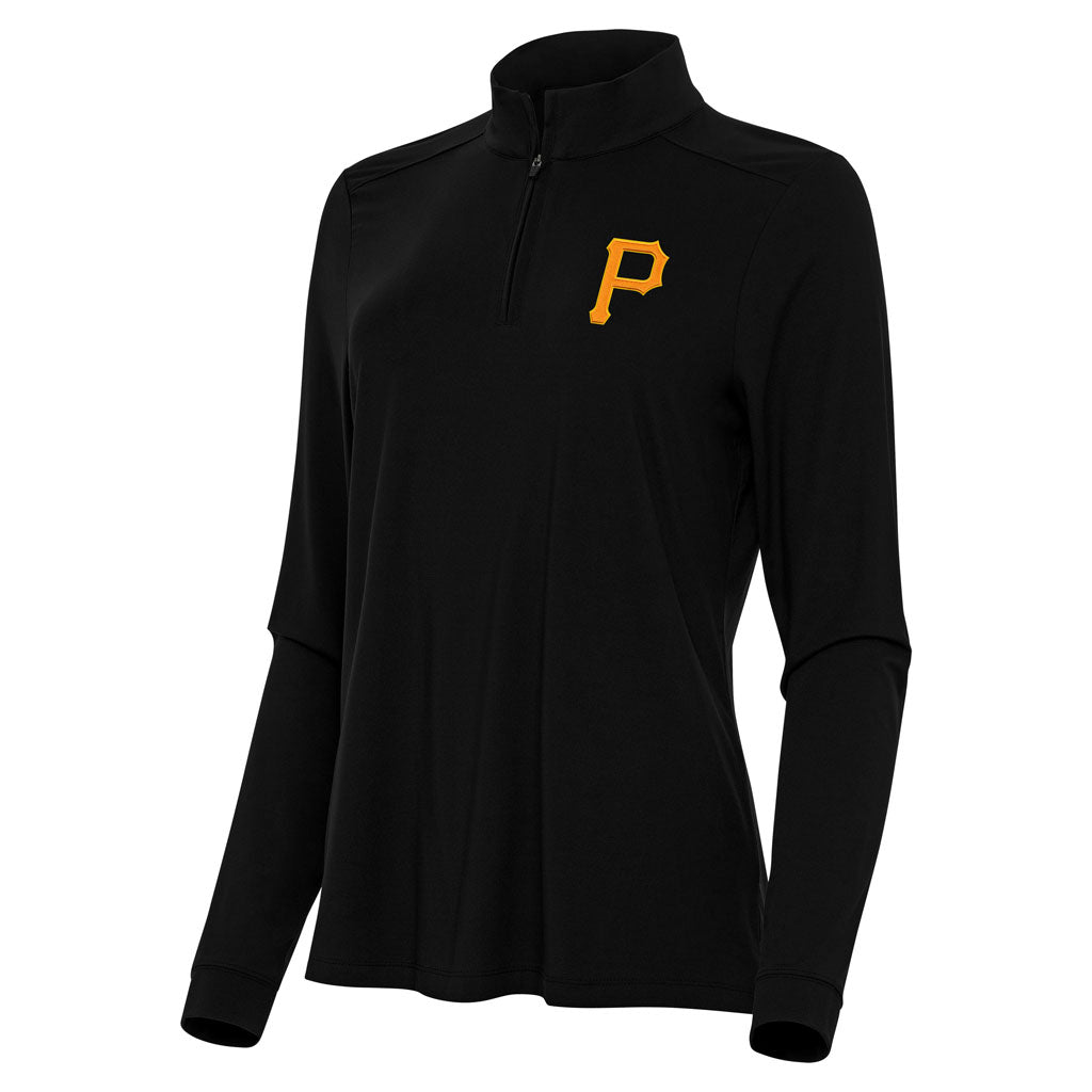 MLB Pittsburgh Pirates Women's Antigua Intent 1/4 Zip Pullover Jacket - Black