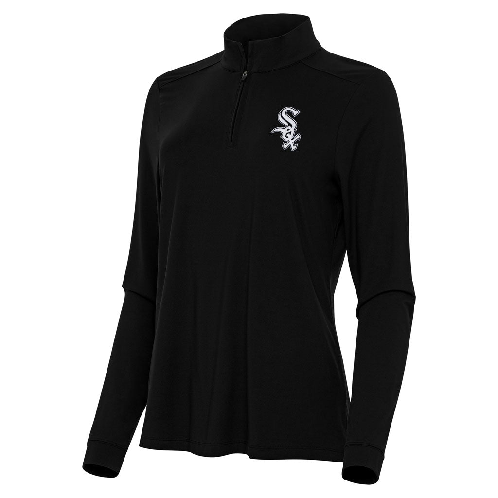 MLB Chicago White Sox Women's Antigua Intent 1/4 Zip Pullover Jacket - Black