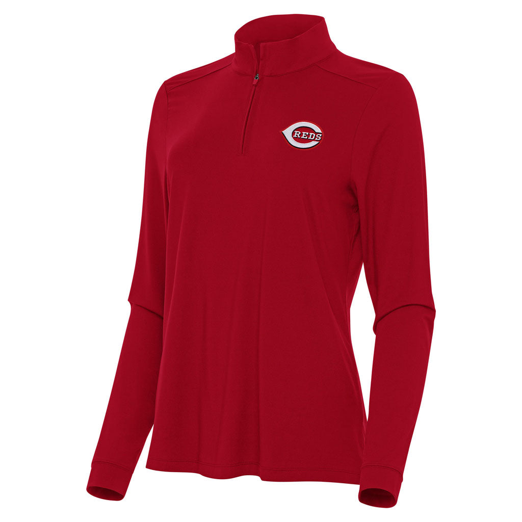 MLB Cincinnati Reds Women's Antigua Intent 1/4 Zip Pullover Jacket - Red