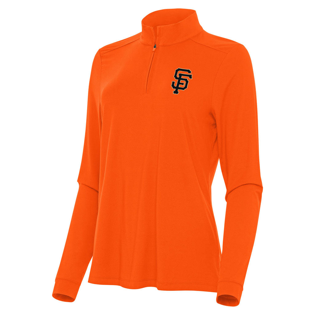 MLB San Francisco Giants Women's Antigua Intent 1/4 Zip Pullover Jacket - Orange