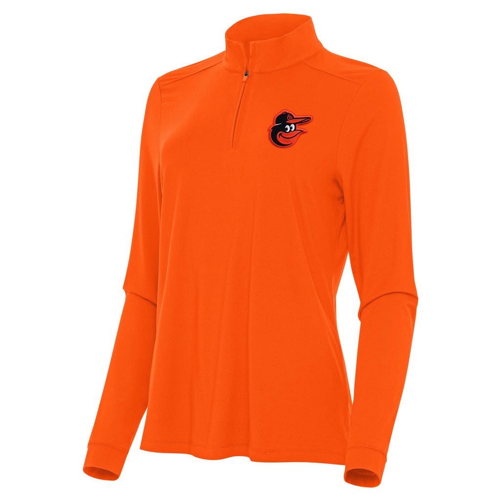 MLB Baltimore Orioles Women's Antigua Intent 1/4 Zip Pullover Jacket - Orange