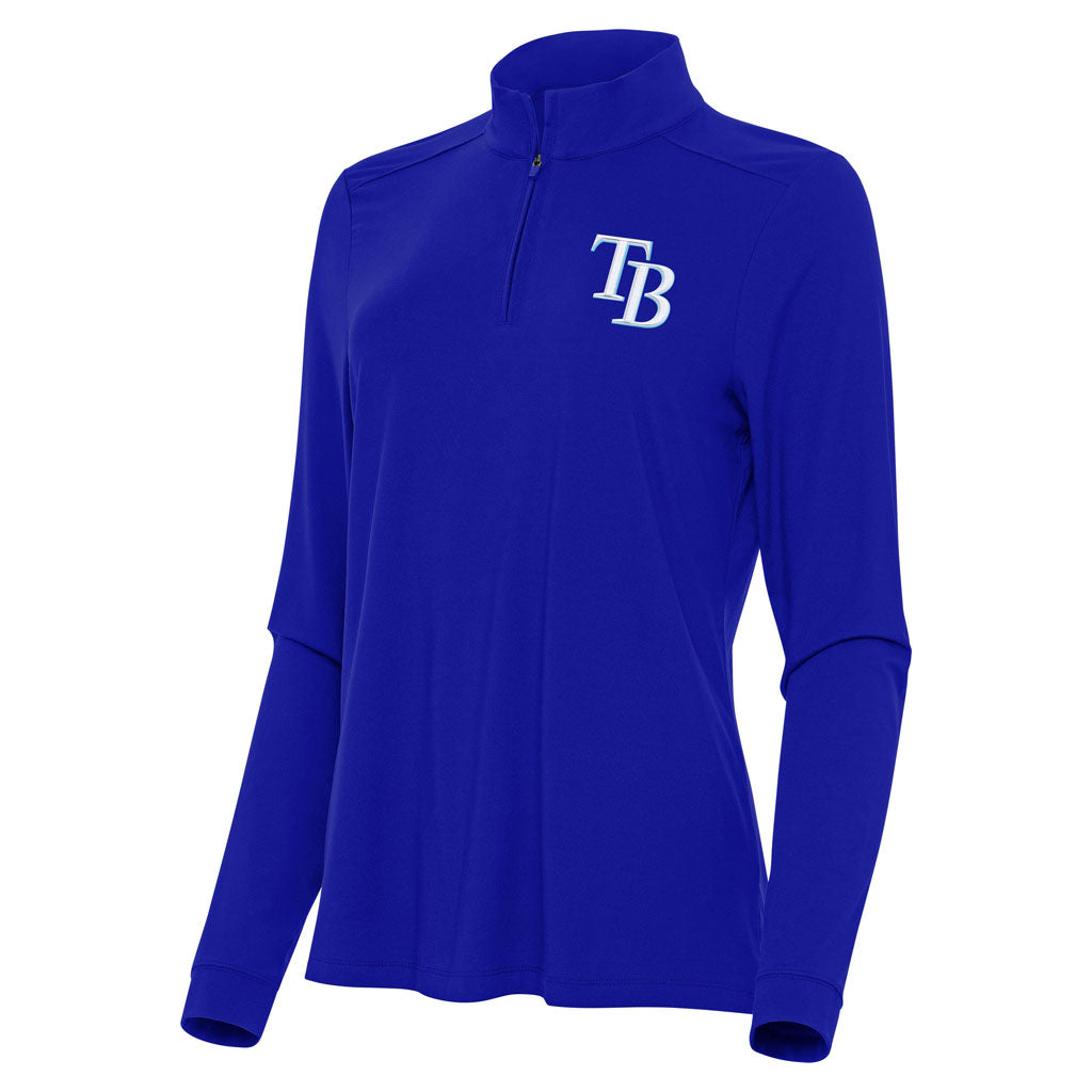 MLB Tampa Bay Rays Women's Antigua Intent 1/4 Zip Pullover Jacket - Blue