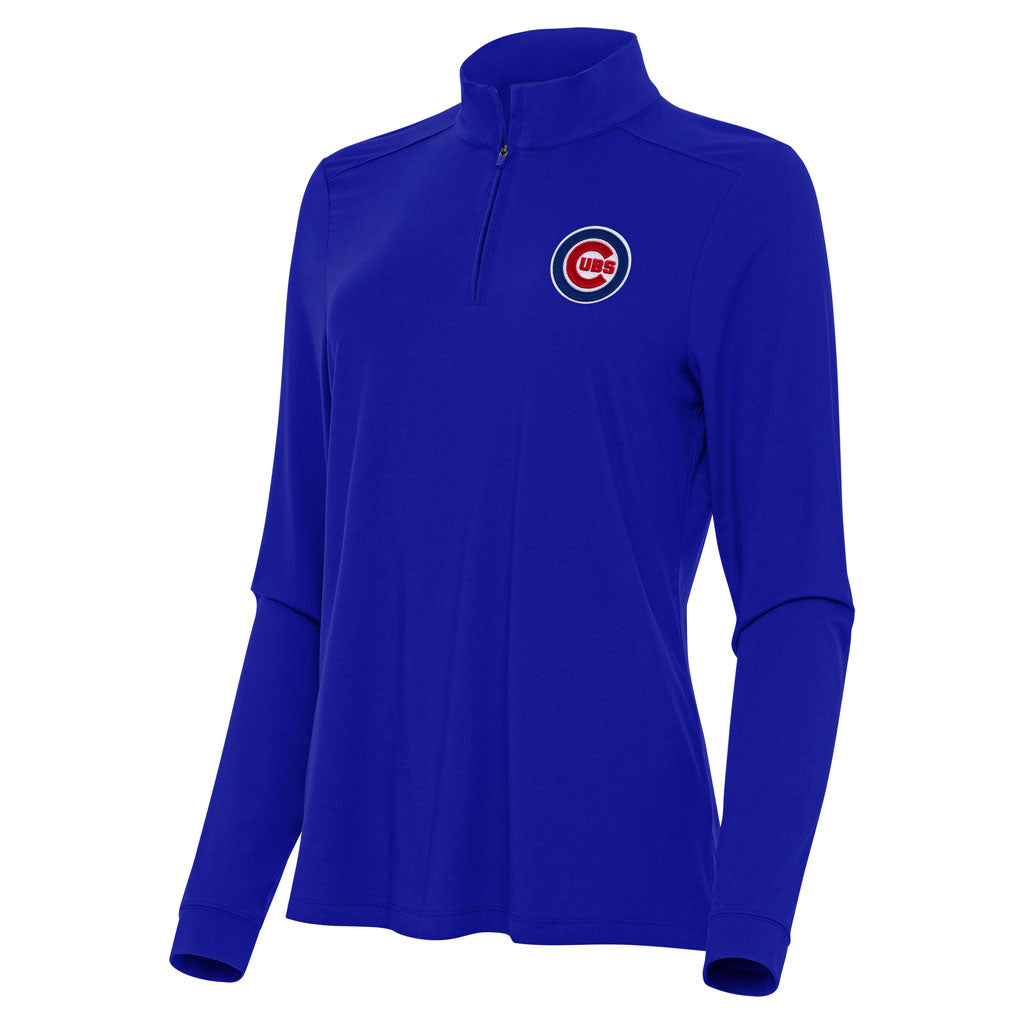 MLB Chicago Cubs Women's Antigua Intent 1/4 Zip Pullover Jacket - Blue