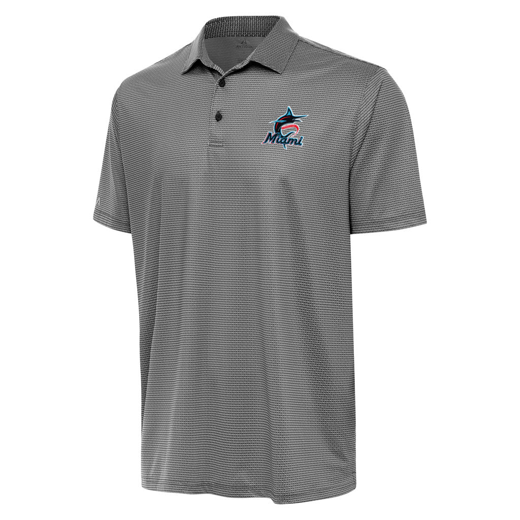 MLB Miami Marlins Antigua Rings Polo - Heather black