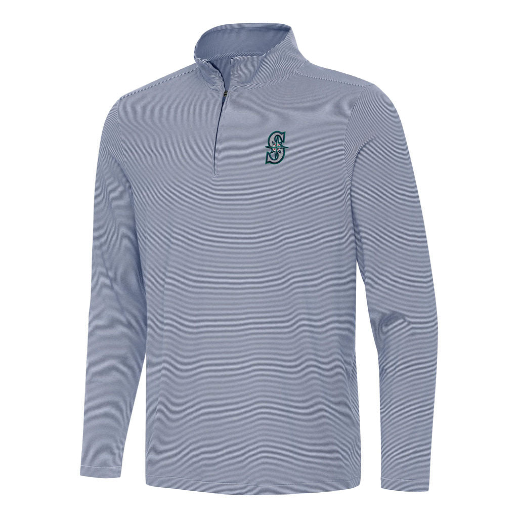 MLB Seattle Mariners Antigua Twine 1/4 Zip Pullover Jacket - Navy