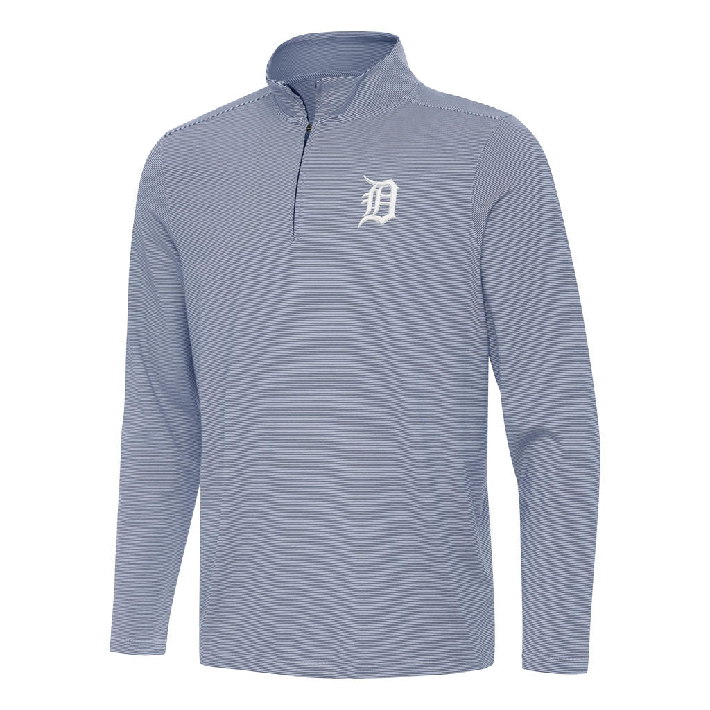 MLB Detroit Tigers Antigua Twine 1/4 Zip Pullover Jacket - Navy