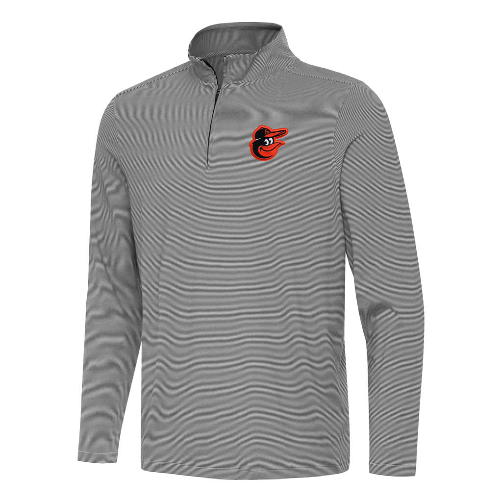 MLB Baltimore Orioles Antigua Twine 1/4 Zip Pullover Jacket - Black