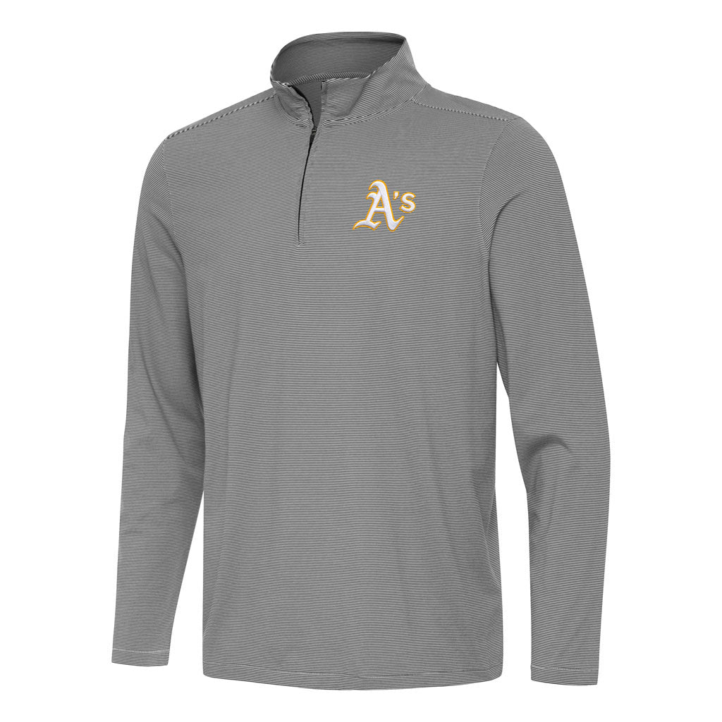 MLB Athletics Antigua Twine 1/4 Zip Pullover Jacket - Black