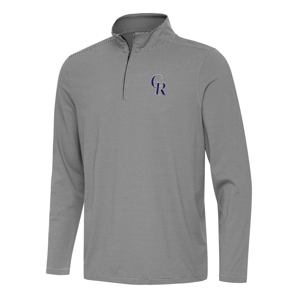 MLB Colorado Rockies Antigua Twine 1/4 Zip Pullover Jacket - Black