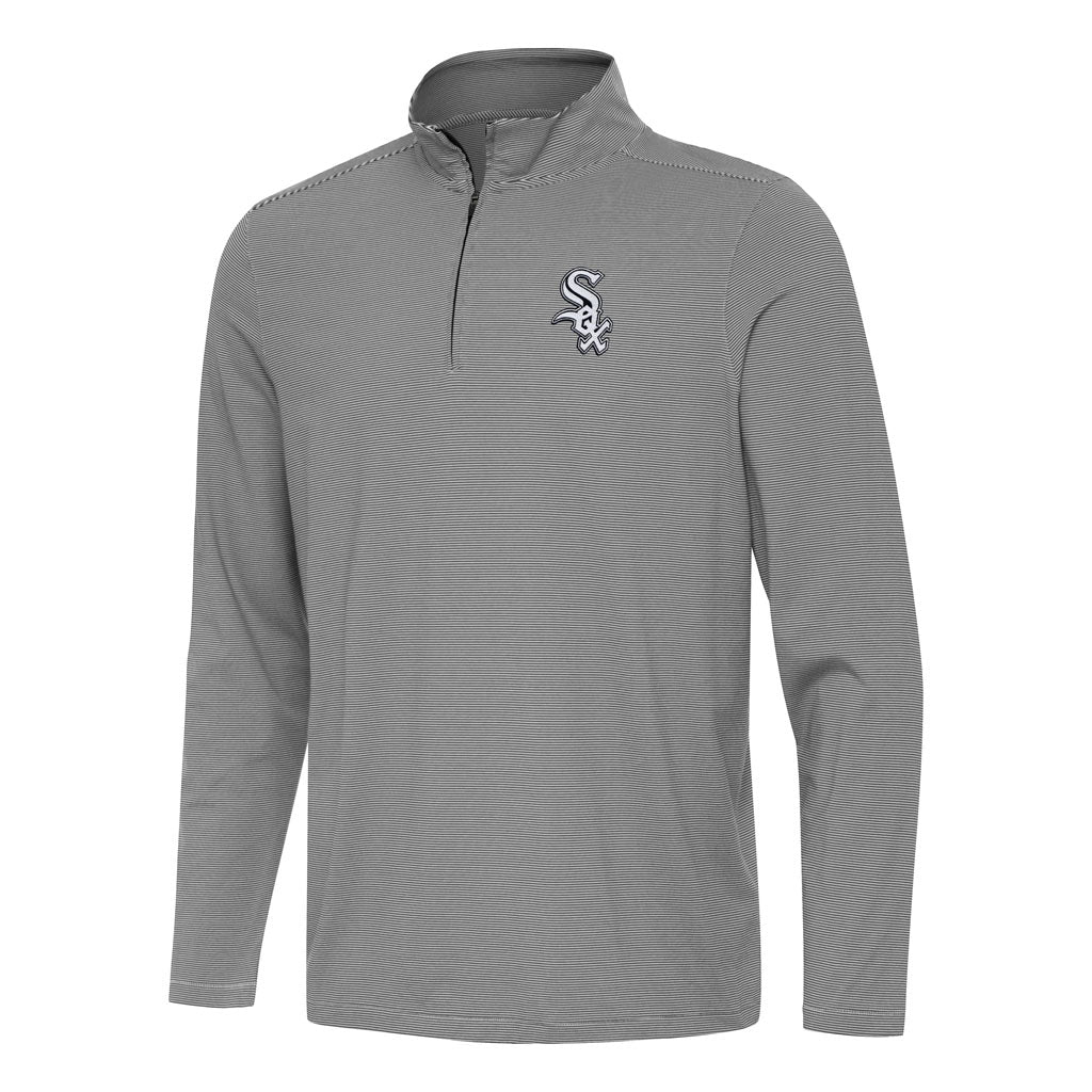 MLB Chicago White Sox Antigua Twine 1/4 Zip Pullover Jacket - Black