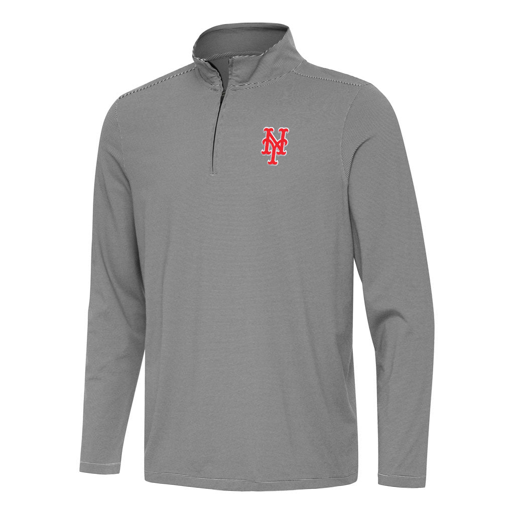 MLB New York Mets Antigua Twine 1/4 Zip Pullover Jacket - Black