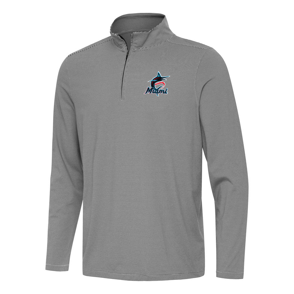 MLB Miami Marlins Antigua Twine 1/4 Zip Pullover Jacket - Black
