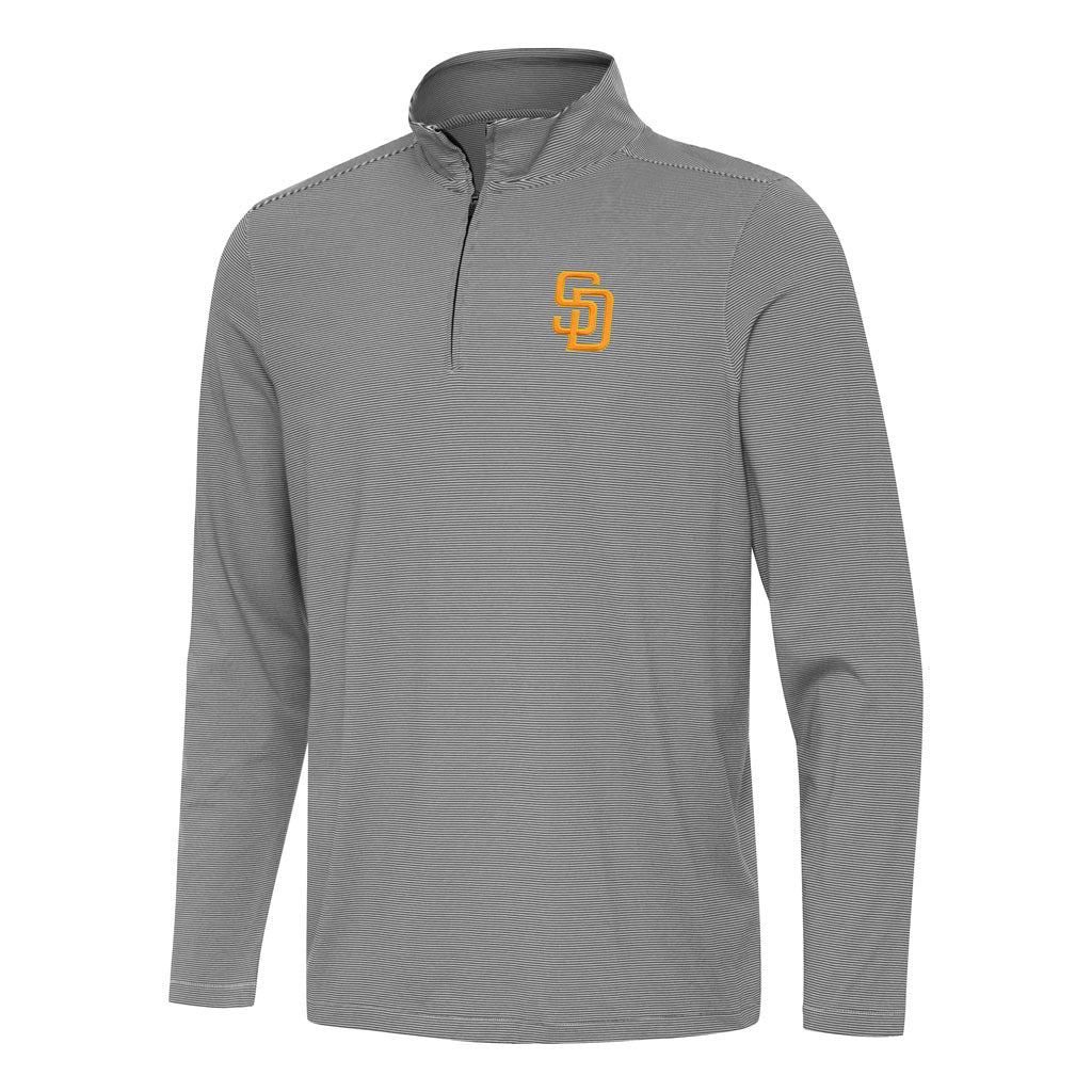 MLB San Diego Padres Antigua Twine 1/4 Zip Pullover Jacket - Black