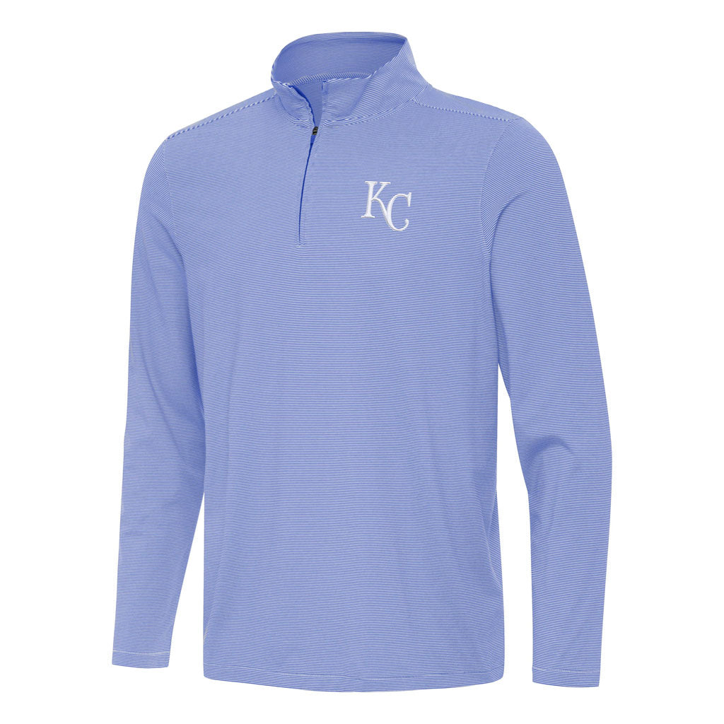 MLB Kansas City Royals Antigua Twine 1/4 Zip Pullover Jacket - Blue
