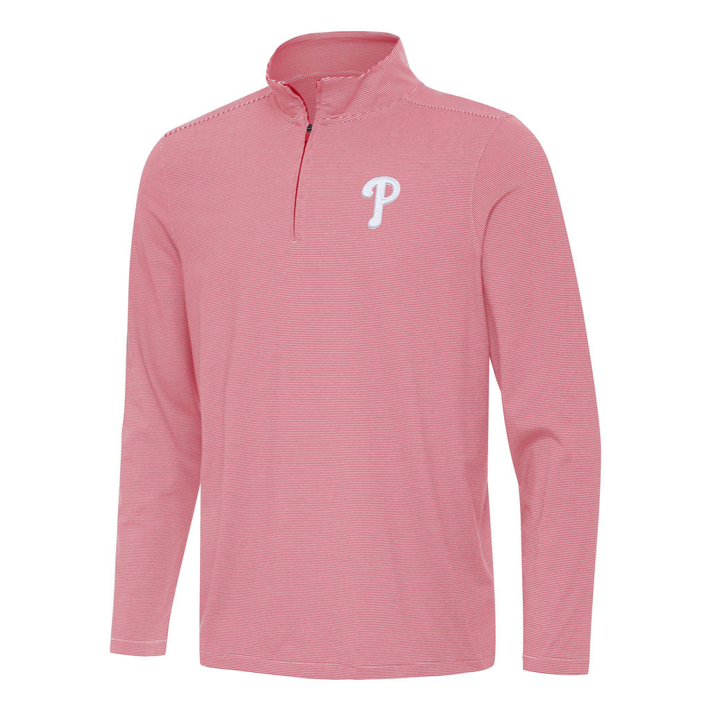 MLB Philadelphia Phillies Antigua Twine 1/4 Zip Pullover Jacket - Red
