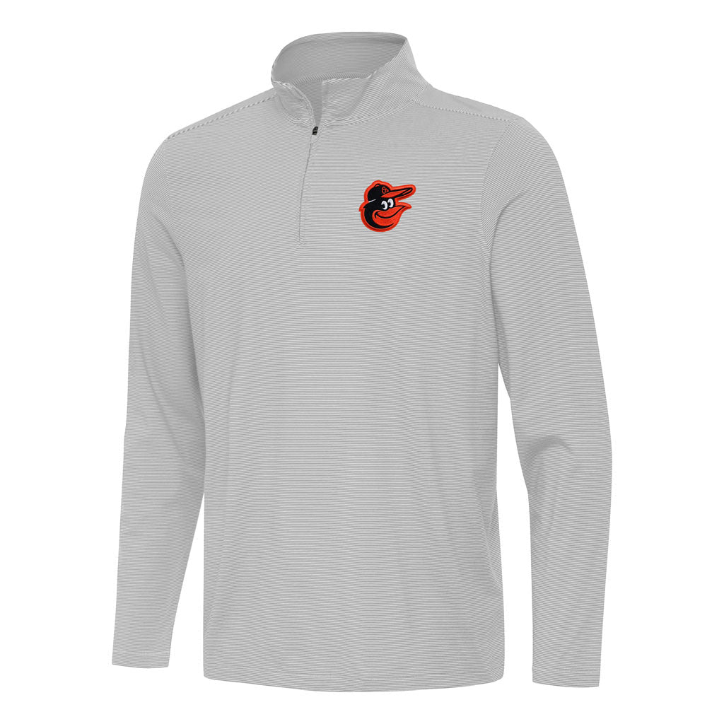 MLB Baltimore Orioles Antigua Twine 1/4 Zip Pullover Jacket - Gray