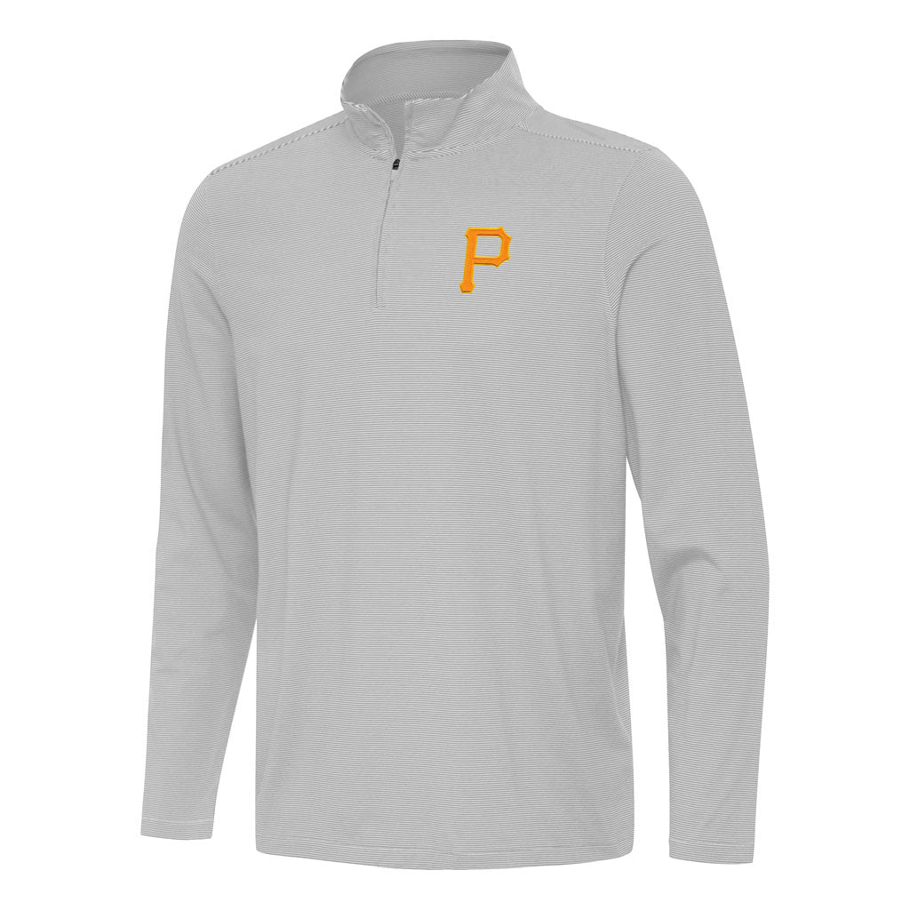 MLB Pittsburgh Pirates Antigua Twine 1/4 Zip Pullover Jacket - Gray