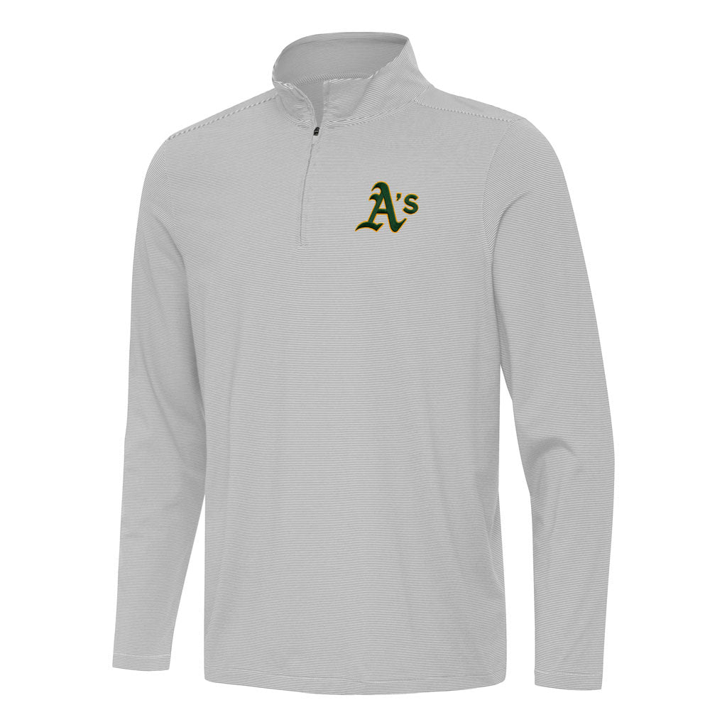 MLB Athletics Antigua Twine 1/4 Zip Pullover Jacket - Gray