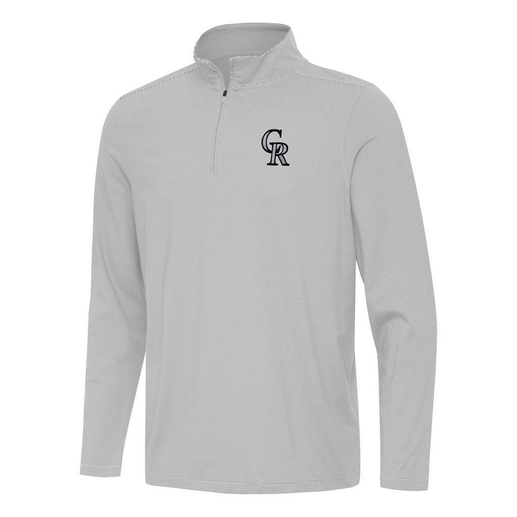 MLB Colorado Rockies Antigua Twine 1/4 Zip Pullover Jacket - Gray