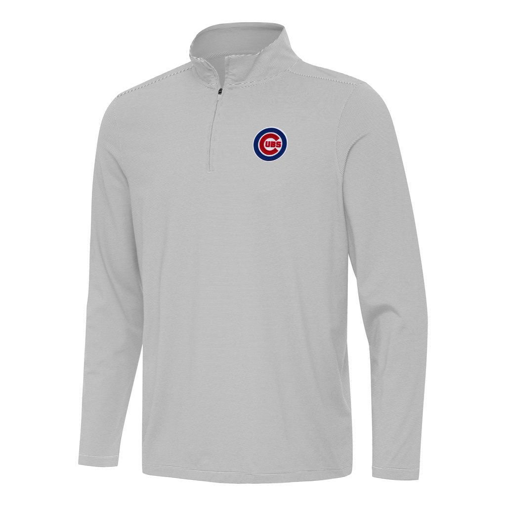 MLB Chicago Cubs Antigua Twine 1/4 Zip Pullover Jacket - Gray