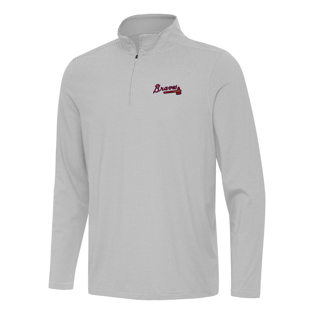 MLB Atlanta Braves Antigua Twine 1/4 Zip Pullover Jacket - Gray