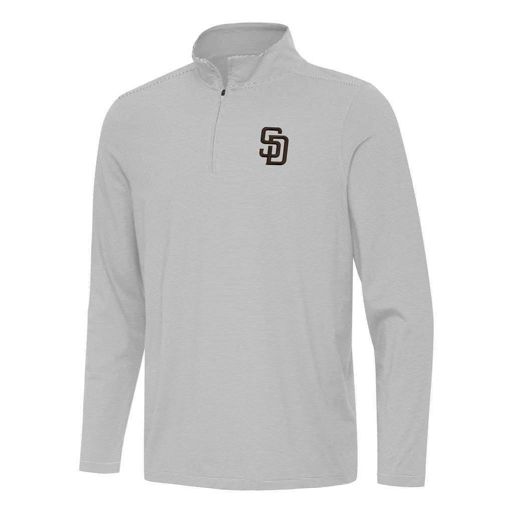 MLB San Diego Padres Antigua Twine 1/4 Zip Pullover Jacket - Gray