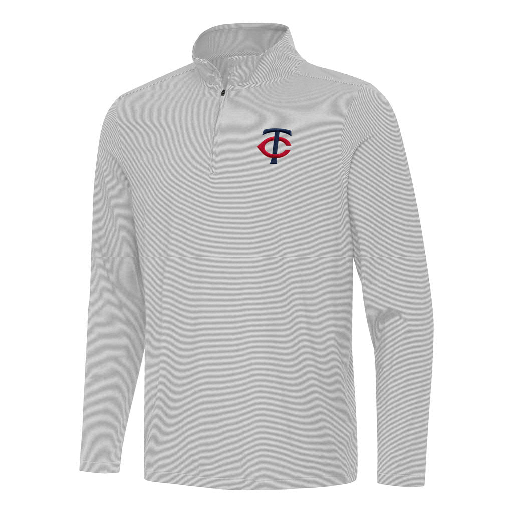 MLB Minnesota Twins Antigua Twine 1/4 Zip Pullover Jacket - Gray